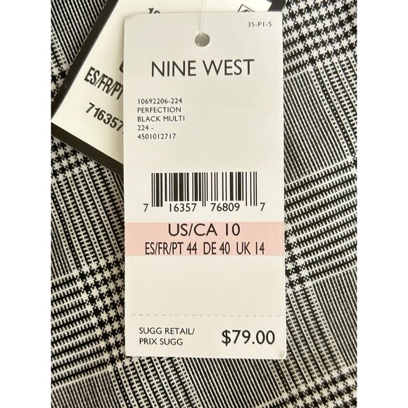 Nine‎ West Womens 10 Skinny Black White Checkered Pants Slacks NWT - Picture 9 of 11